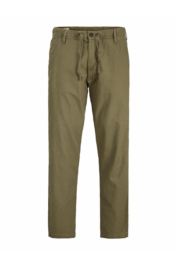 Men Green Solid Relaxed Fit Pants