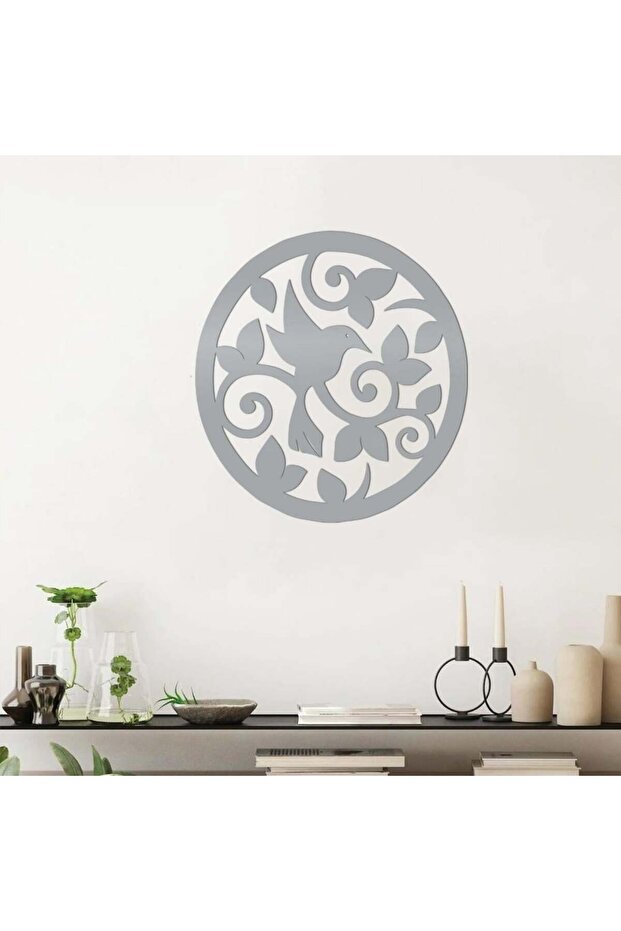 منحوتة أكريليك - عصفور على غصن - AC-212026006 - فضي - 75x75