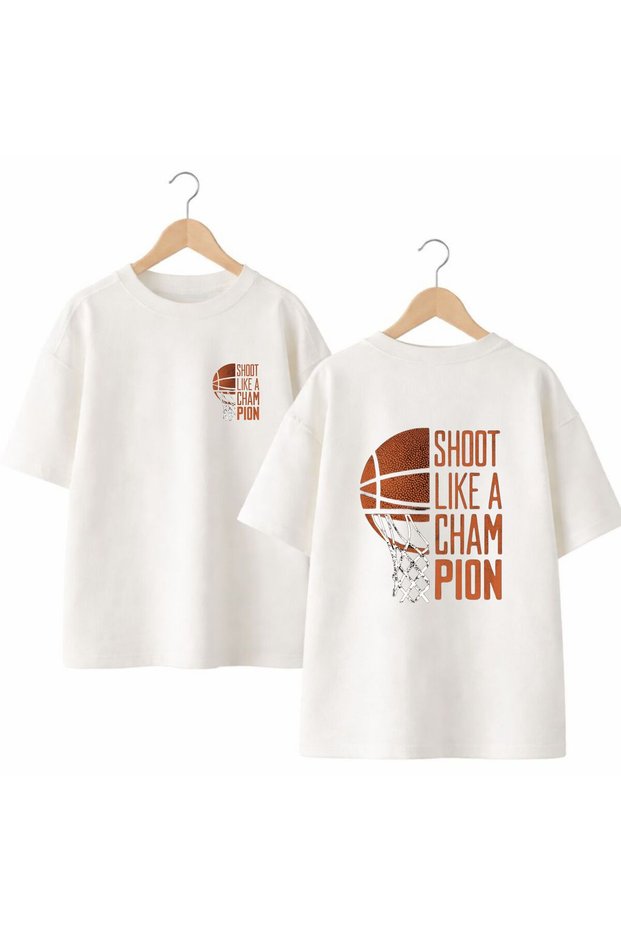 Shoot Like Printed 100% Cotton Oversize Loose Regular Fit Crew Neck T-Shirt