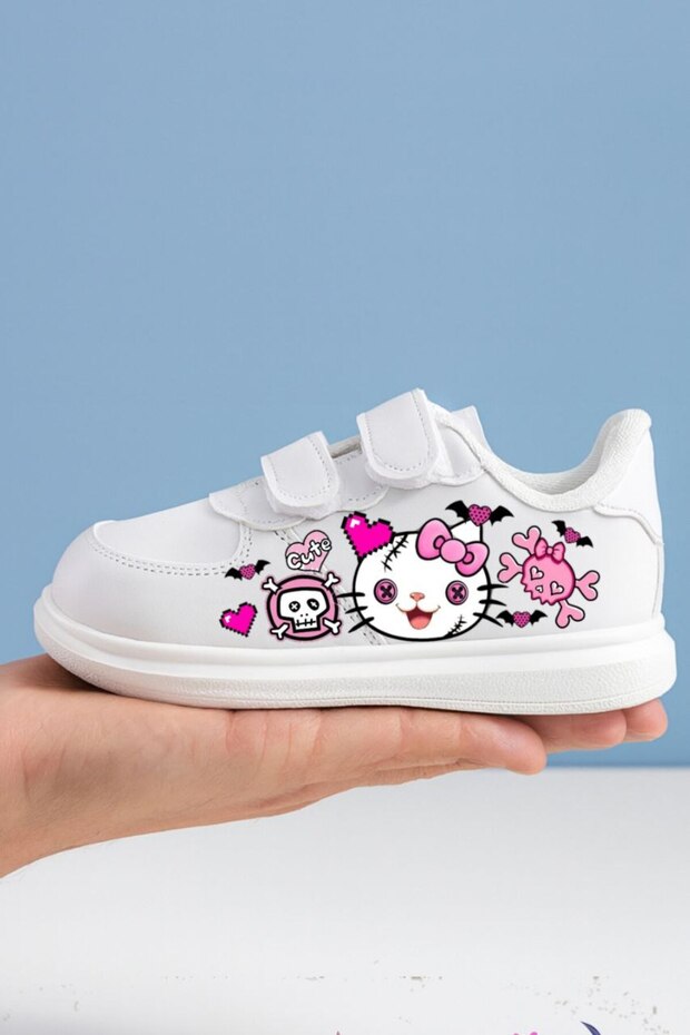 Cute Kitten Hallo Printed Girls' Sneakers