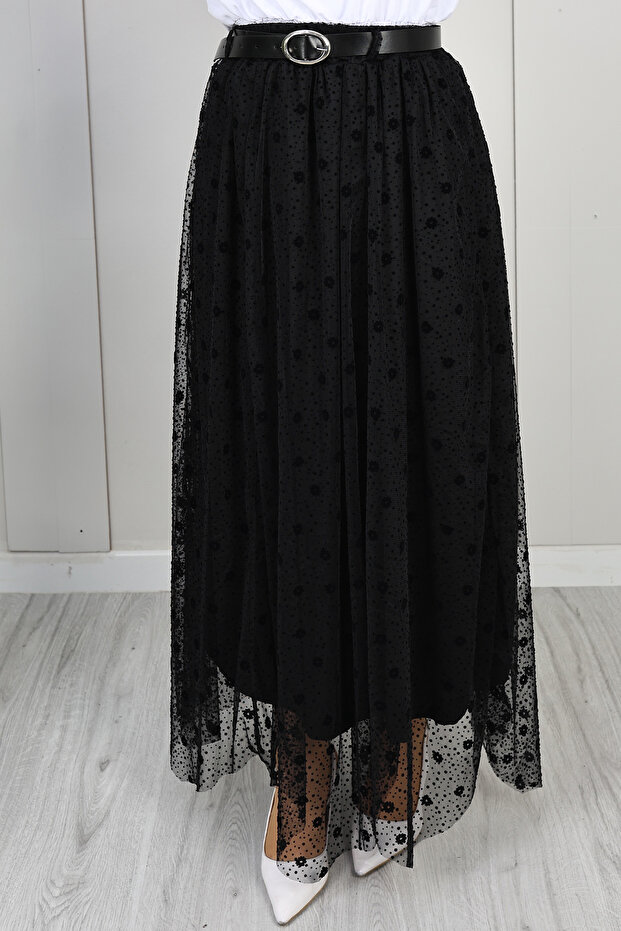 Flock Tulle Skirt N2700 Black
