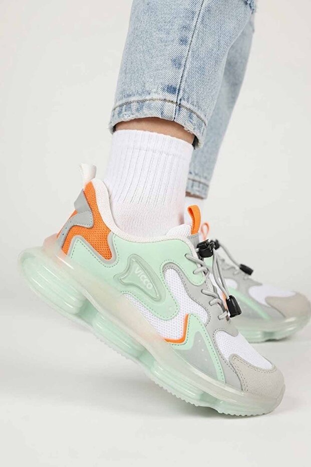 Transparent Sole Mint Green Boys' Casual Shoes - Laces with Stoppers