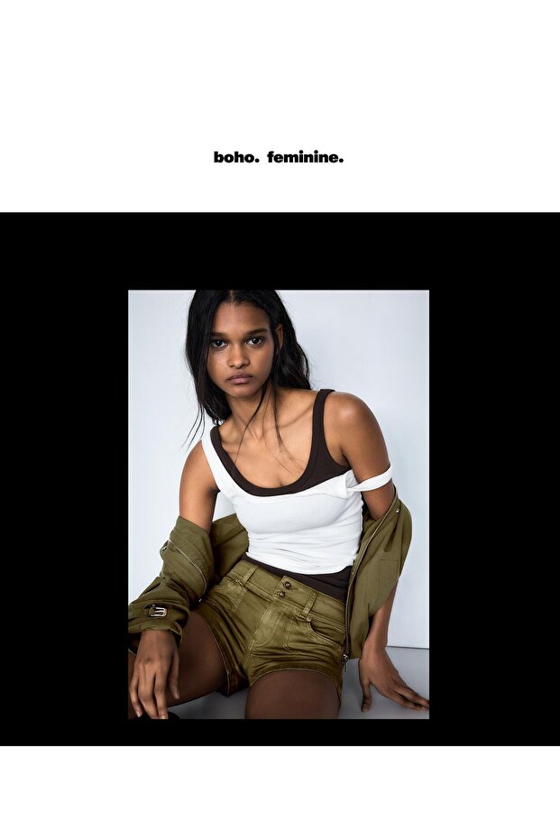 Denim mini şort - 6