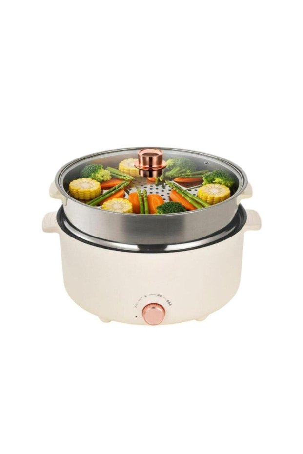 5L Electric Cooker 1350W Multifunctional Rice Cooker with Steamer Basket & Temperature Control