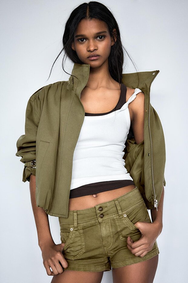 Denim mini şort - 1