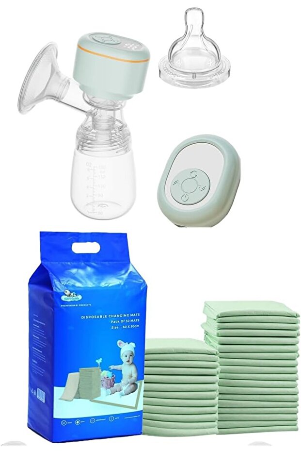 Electric Breast Pump & Disposable Changing Mats - Green - 240 Pcs