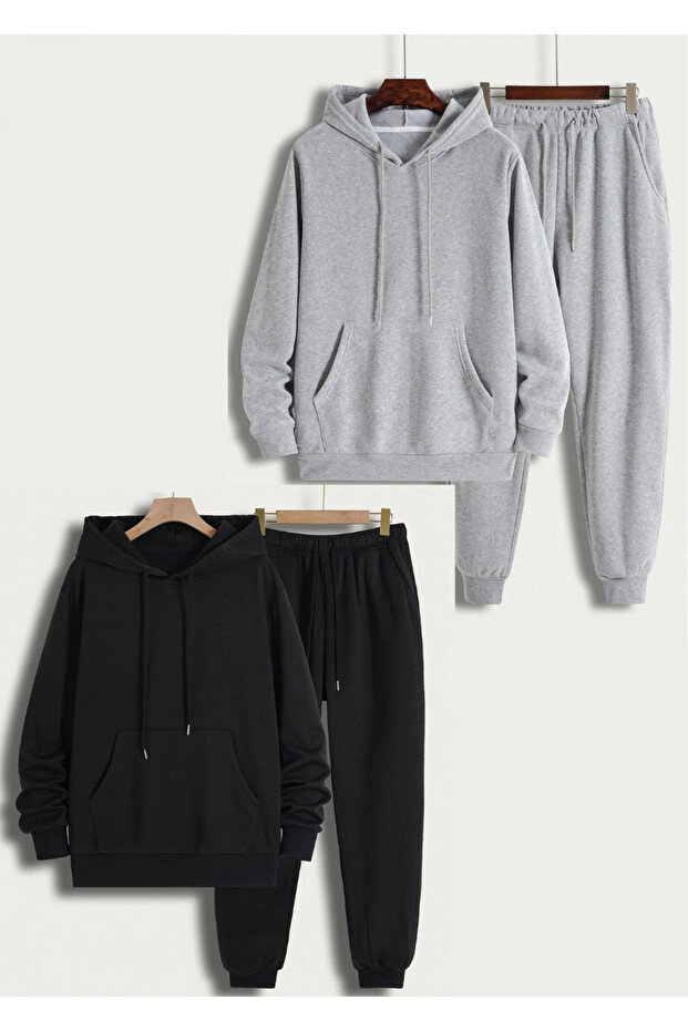 2-Piece Tracksuit Set - Hooded Sweatshirt and Jogger Sweatpants