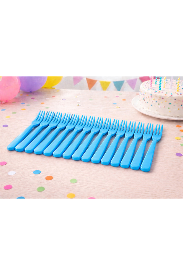 25-Pack Blue Plastic Forks – Disposable Durable Party Forks