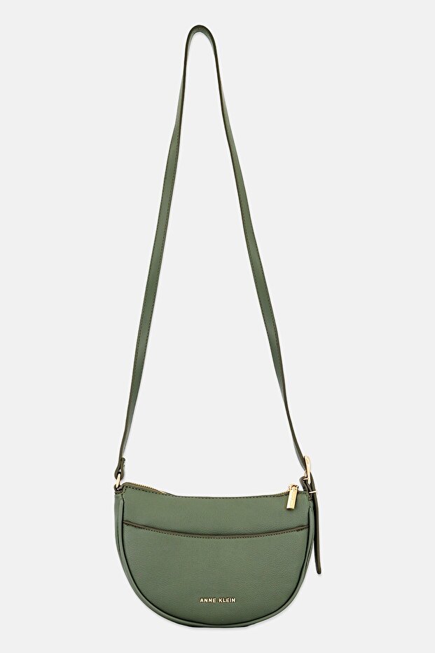 Women Hardware Logo Cross Body Bag, Dark Olive