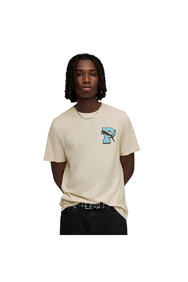 Graphic Erkek Bej Günlük Stil T-Shirt 69177687 - 1