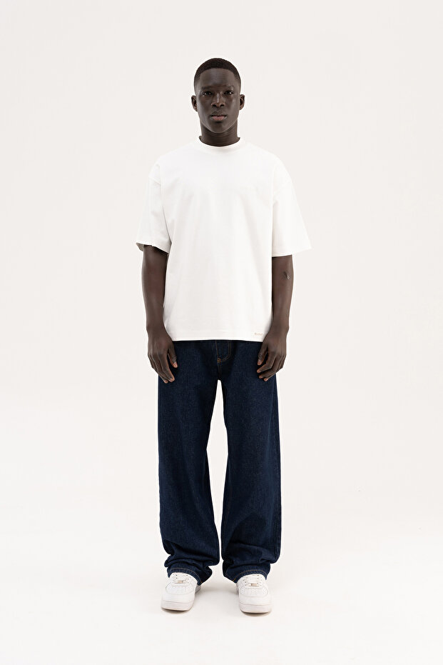 Tricou oversize Basic Interlock pentru bărbați, Ecru - 7