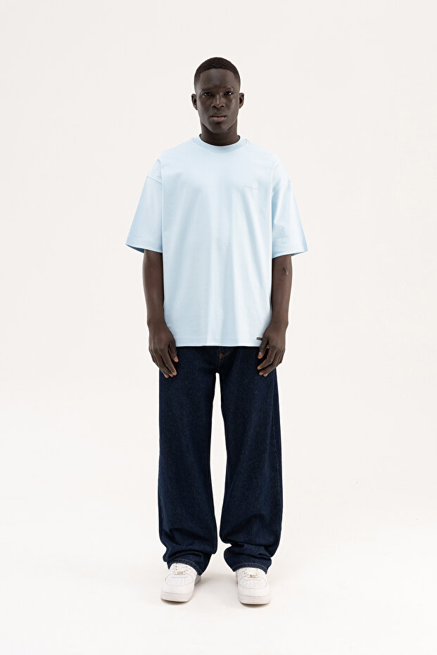 Men's Basic Interlock Oversize T-Shirt Light Blue - 7