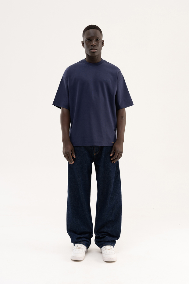 Tricou oversize Basic Interlock pentru bărbați, albastru noapte - 7