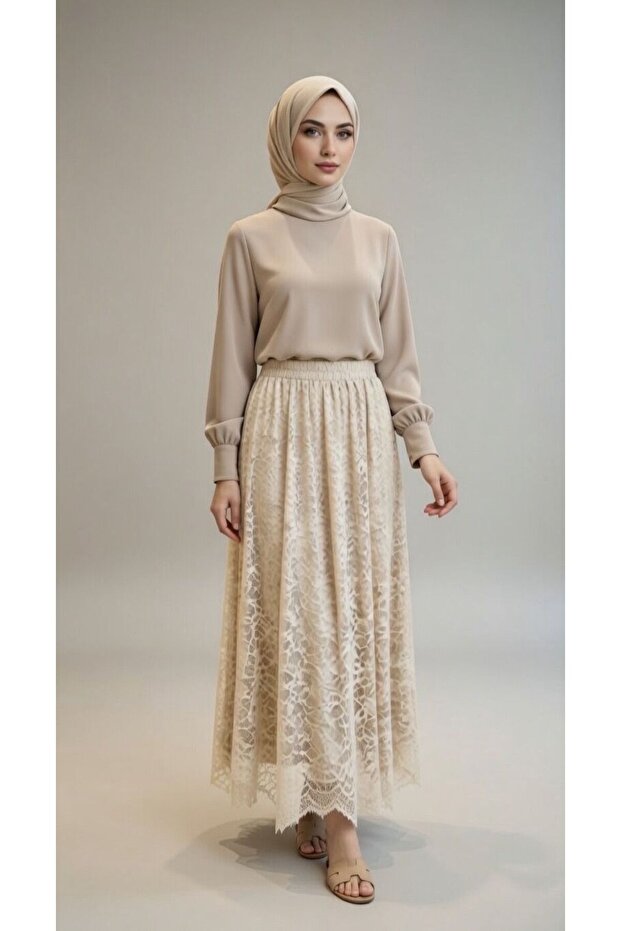 Asymmetrical Cut Tulle Skirt Hijab