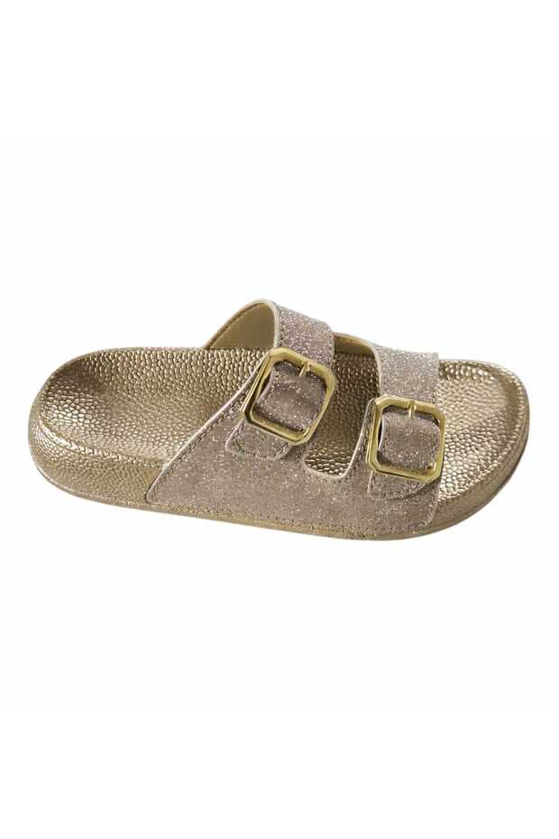 Silvery Double Buckle Women's Orthopedic Sole Slippers