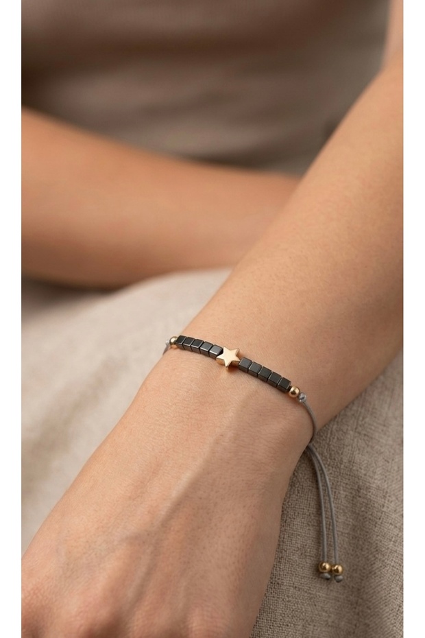Lucky Star Hematite Natural Stone Adjustable Stylish Elevator Bracelet