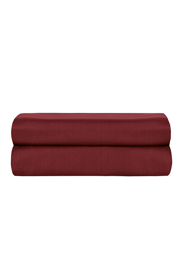 Linestyle Single 100% Cotton Satin Fitted Sheet 120X200+35 cm Claret Red