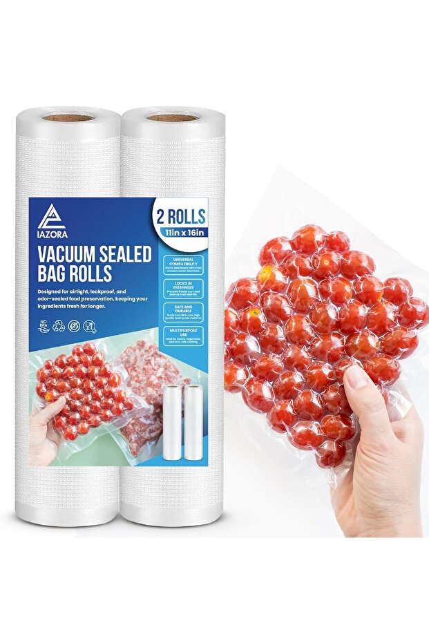 Free-Cut Vacuum Sealer Bags for Food, 2 Rolls (11inX16ft)