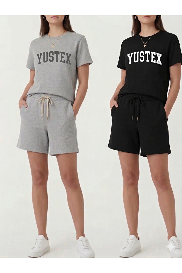 2-Pack Women's Shorts Set - Black and Gray High-Waisted No-Show Oversize Shorts