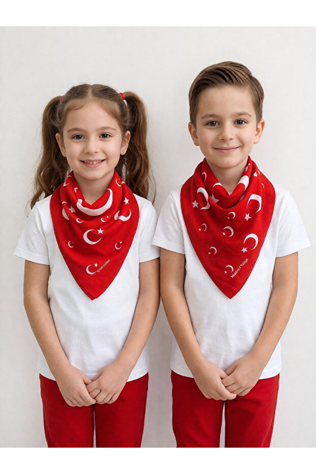 Large Moon and Star Patterned Cotton Scarf | 54*54 cm | April 23, May 19, October 29 Special Collection