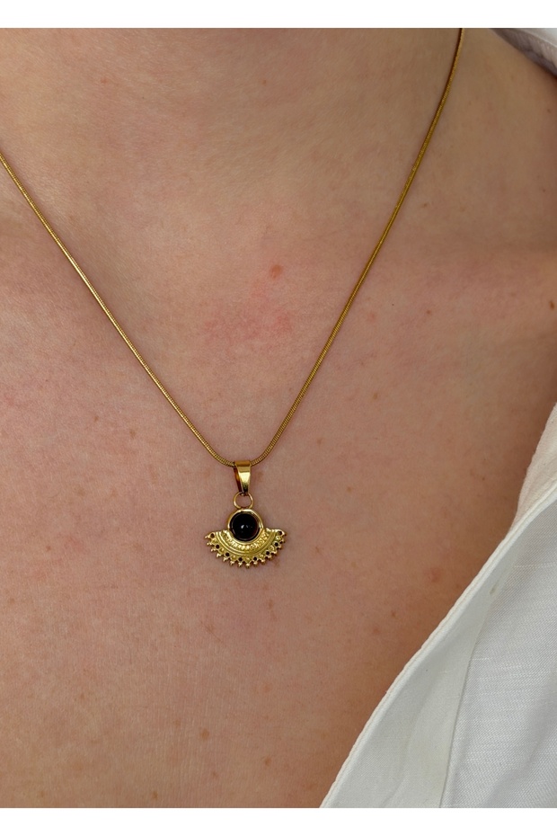 Steel Gold Cat Eye Necklace 45 cm (+5 cm Extension)