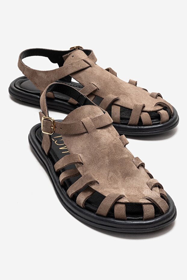 Alone Mink Suede Genuine Leather Women's Sandals