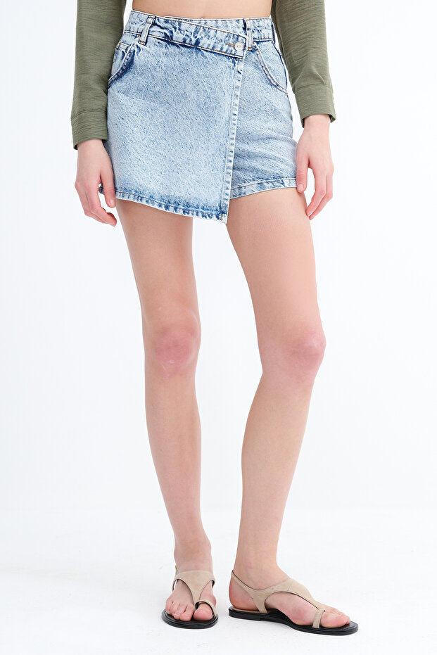 Denim Mini Şort Etek Ş8017 - 2