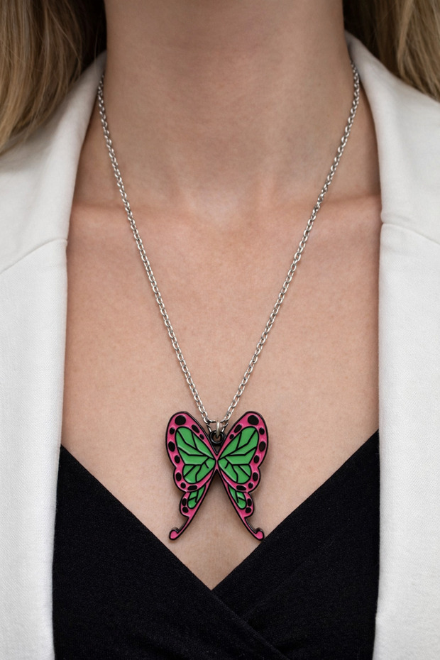 Anime Demon Slayer Butterfly Necklace Unisex Design