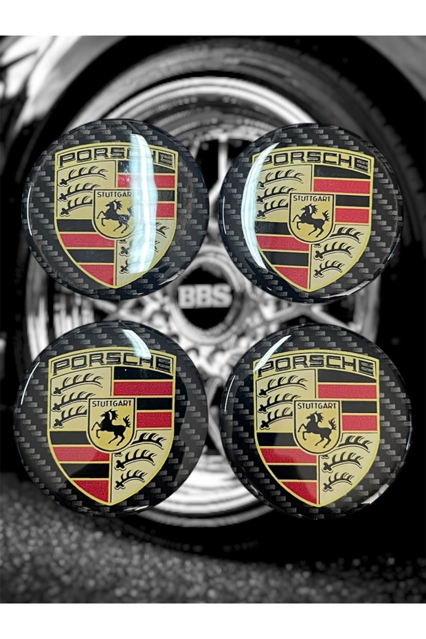 Porsche Wheel Hub 4-Piece Universal Wheel Hub 3D Wheel Emblem Drop Sticker Set