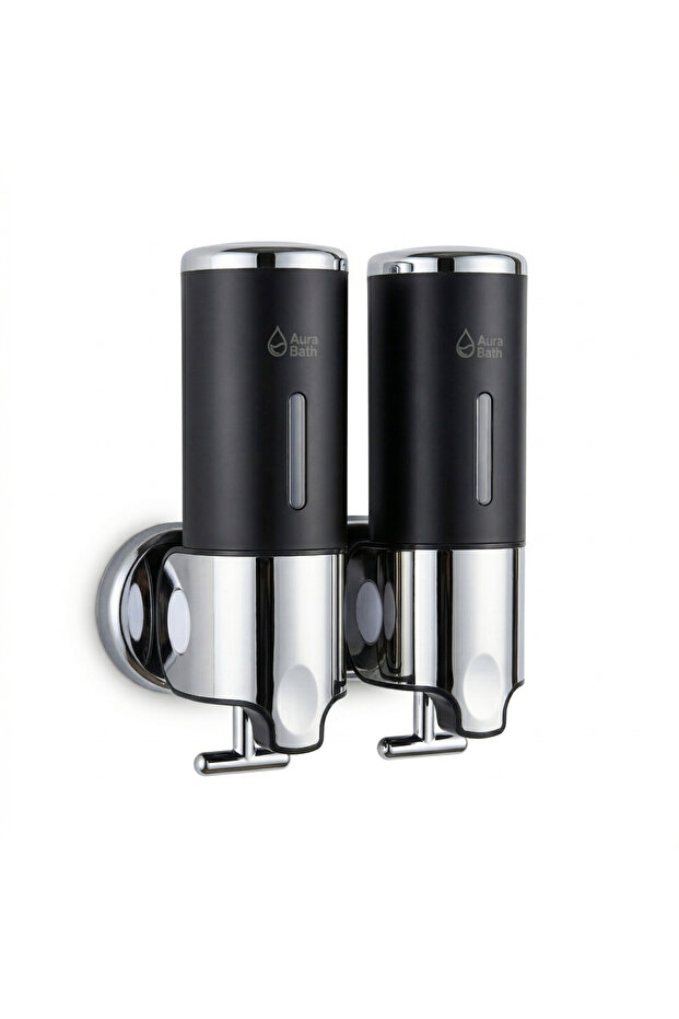 2 Compartment Wall Mounted Liquid Soap Dispenser Shampoo Shower Gel Dispenser Stylish Design 2X500Ml