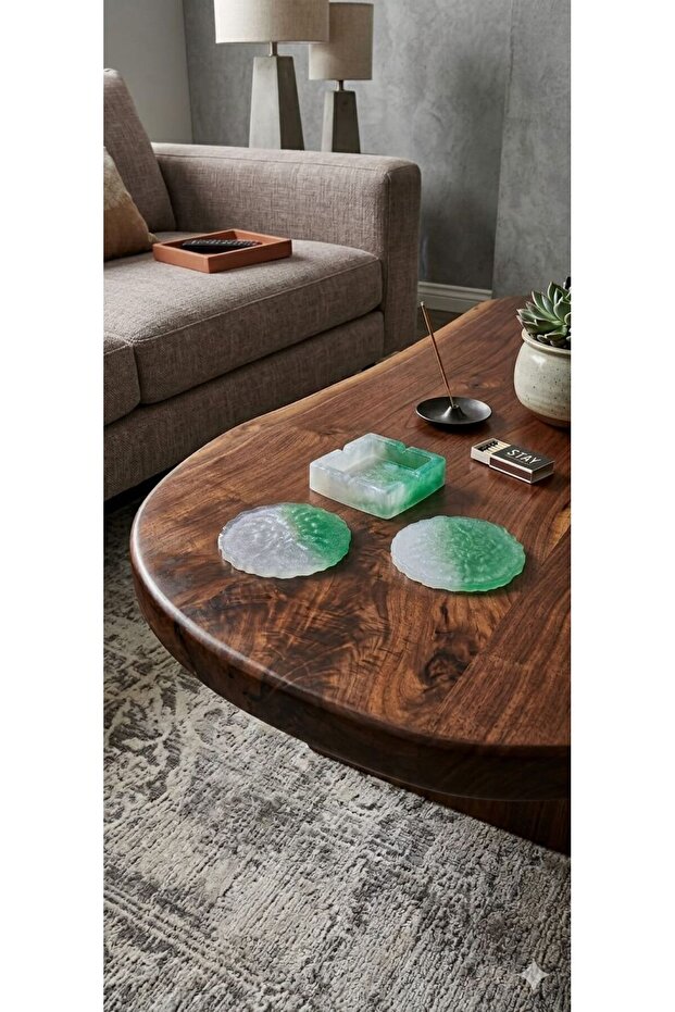 Epoxy Ashtray and 2-Cup Coaster Set