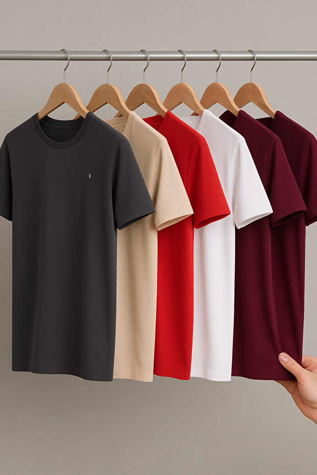 Men's Comfortable Summer Cotton Loose 5-Piece T-Shirt Set