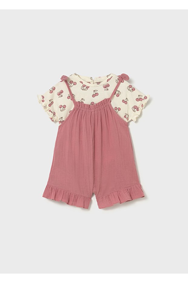 Baby Girl T-Shirt Overalls Set Pink - 01656