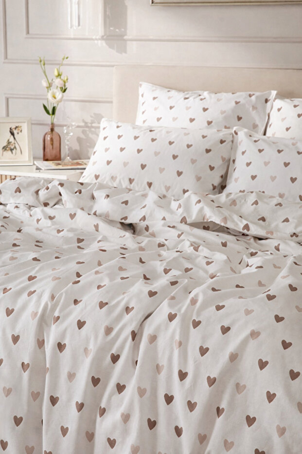 100% Cotton Cozy Hearts Double Duvet Cover Set