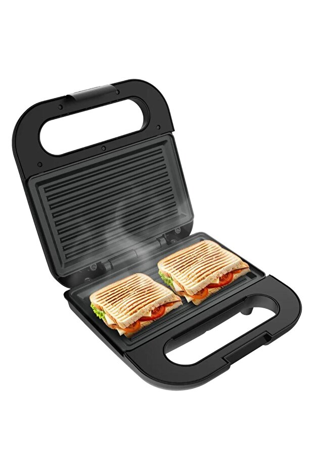 2-Slice Non-Stick Sandwich Maker & Panini Press Grill with Cool Touch Handle, 750W - Black