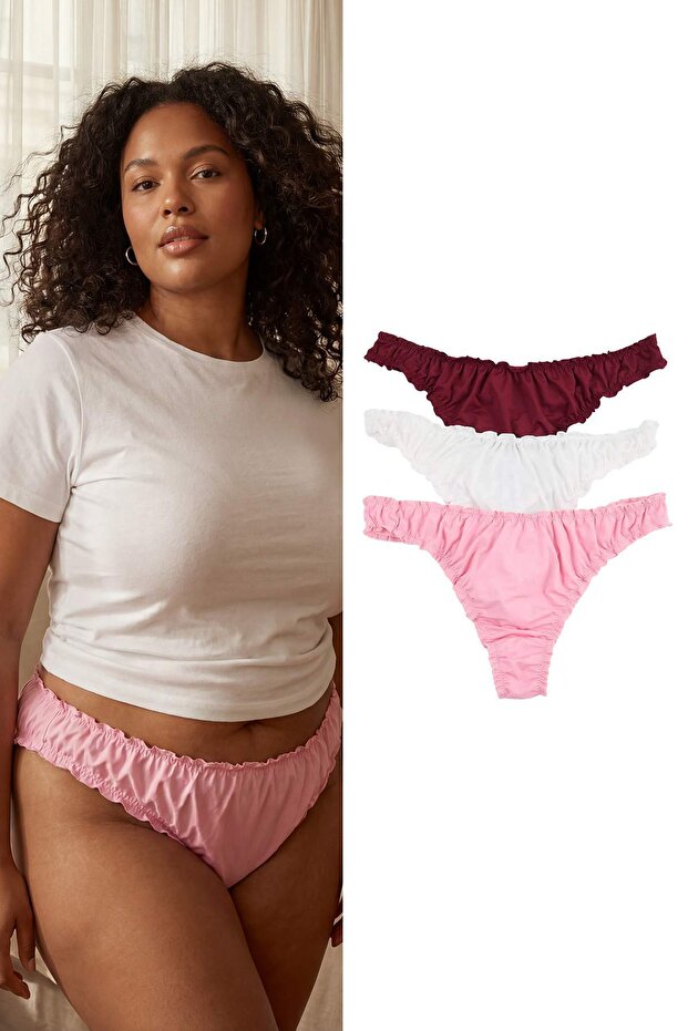 Çok Renkli 3'lü Paket Tanga Büyük Beden Külot TBBSS26CM00002 - 1