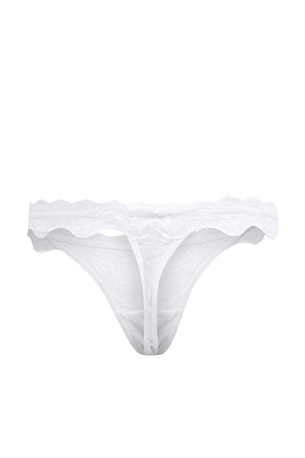 Pembe-Ekru-Mavii 3'lü Dantel Tanga Külot THMSS26KU00016 - 11