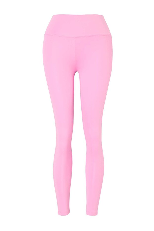 Pembe Geniş Bel Lastikli Ekstra Toparlayıcı Tam Boy Örme Spor Tayt TWOAW21TA0029 - 9