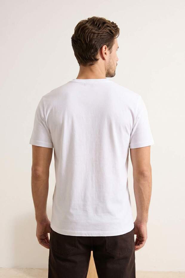 Lacivert-Beyaz Regular/Rahat Kesim 2'li Paket %100 Pamuk T-Shirt TMNSS26TS00023 - 5