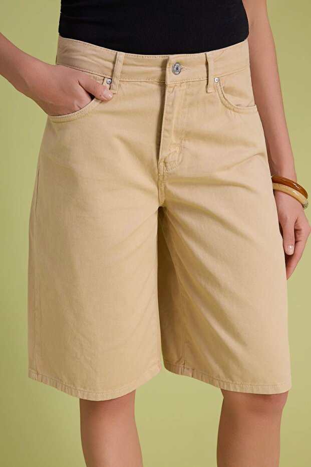 Taş Yüksek Bel Denim Bermuda TWOSS26SR00154 - 3