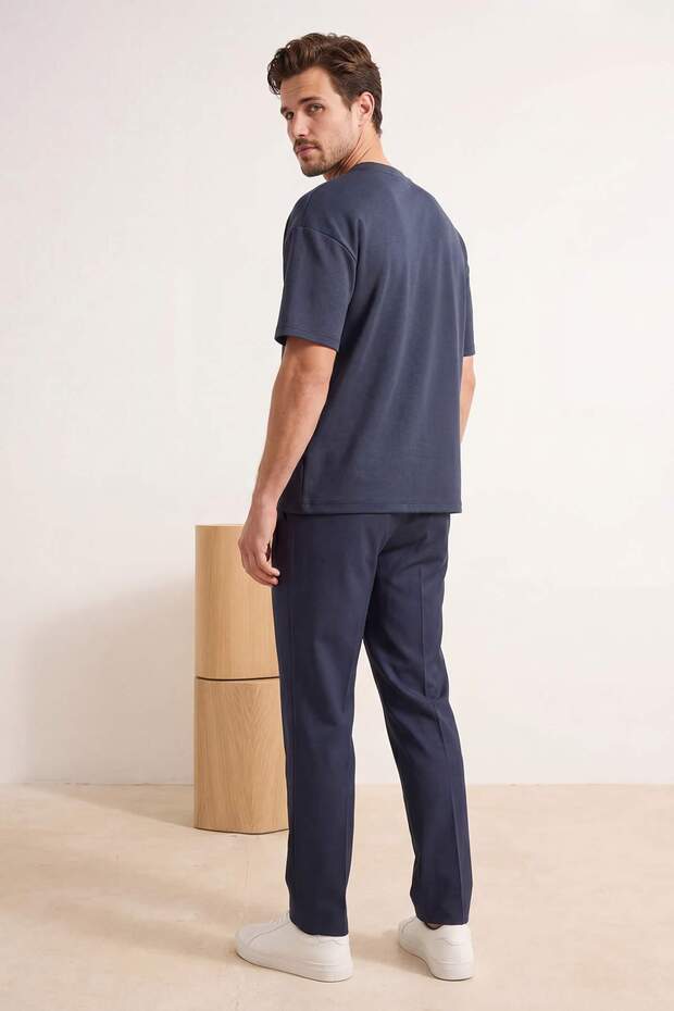 Indigo Oversize/Geniş Kesim Yumuşak Dokulu Basic T-Shirt TMNSS26TS00003 - 3
