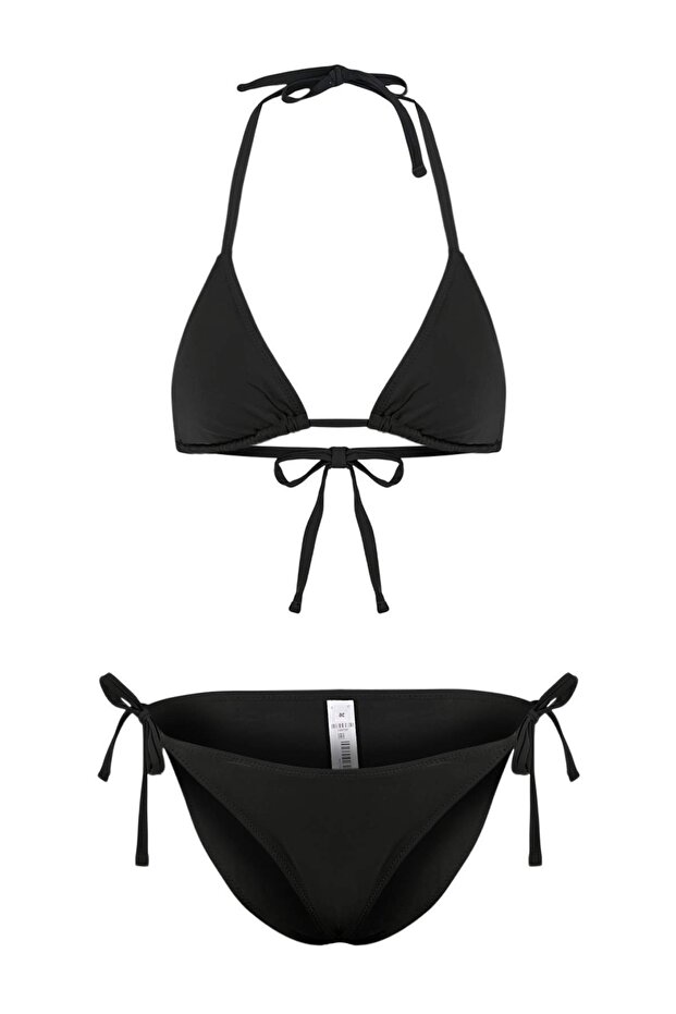 Siyah Üçgen Kaplı Normal Bel Regular Bikini Takımı TBESS23BT00005 - 4