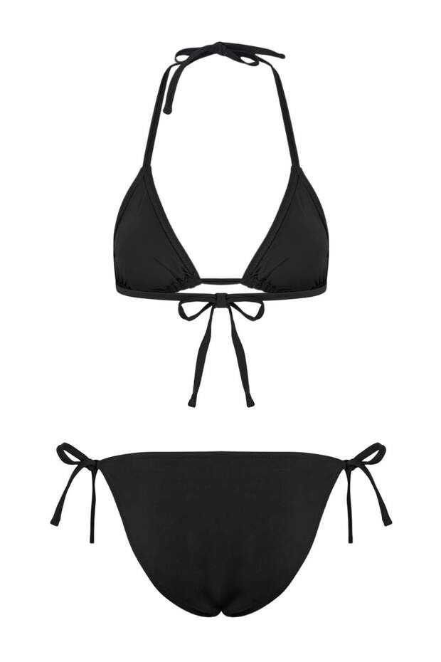 Siyah Üçgen Kaplı Normal Bel Regular Bikini Takımı TBESS23BT00005 - 5