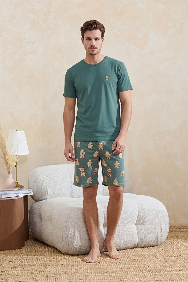 Yeşil Regular Kesim Köpek Baskılı Pamuklu Pijama Takımı TMNSS26PT00030 - 1