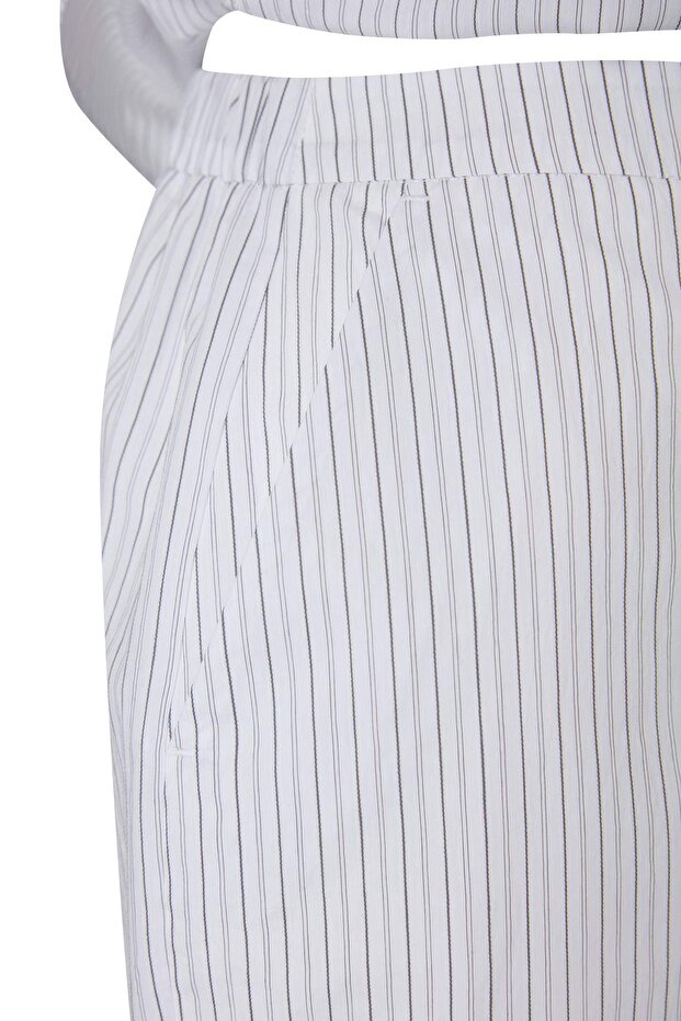 Trendyol Studio Beyaz-Renkli Çizgili Papertouch Bluz Pantolon Dokuma Alt - Üst Takım TWOSS26AU00124 - 7