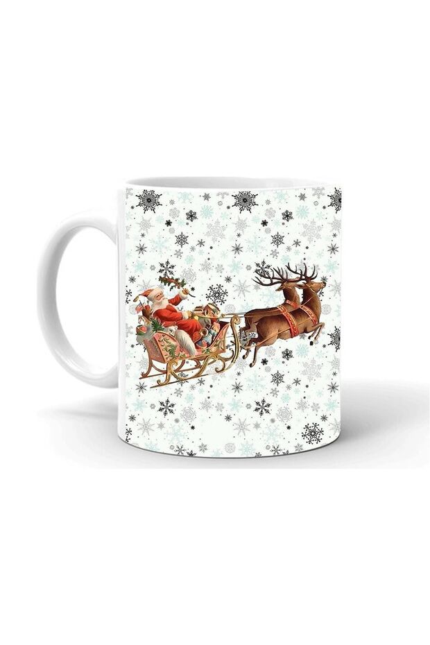 New Year Christmas Themed Printed Ceramic White Mug
