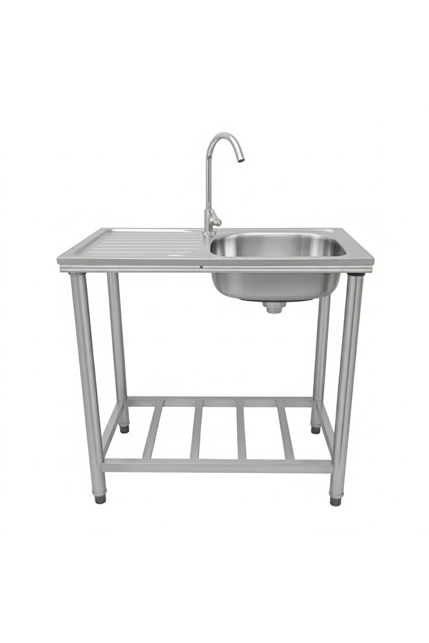 Stainless Steel Single Sink with Side Platform - 1