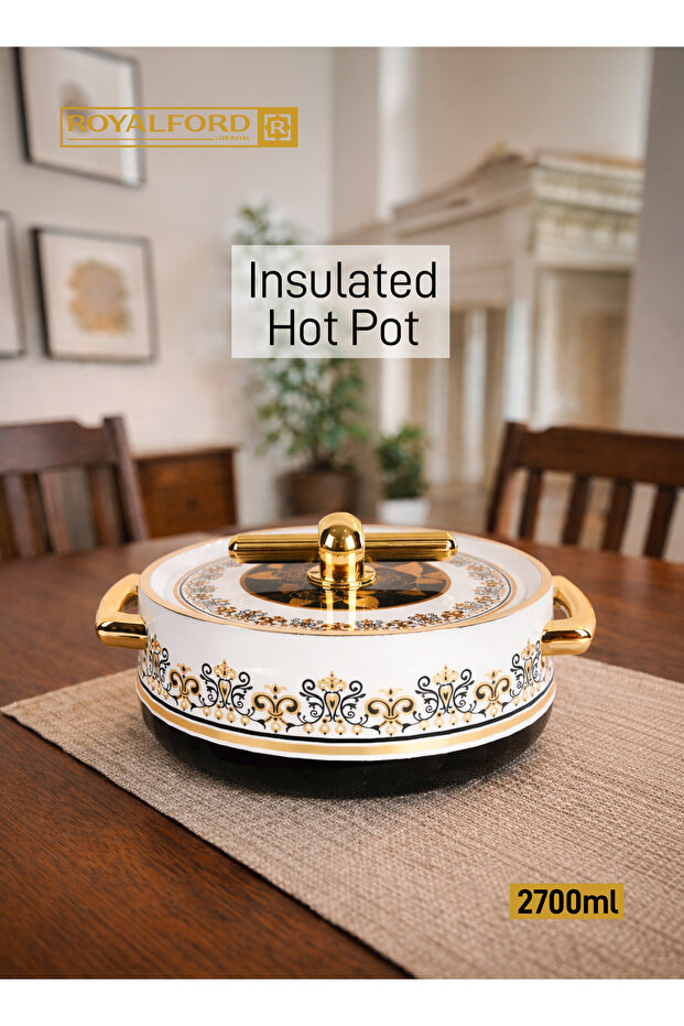 2700ml Heritage Insulated Hotpot Casserole RF12993 Stainless Steel Inner PP Outer Body Firm Twist Lock