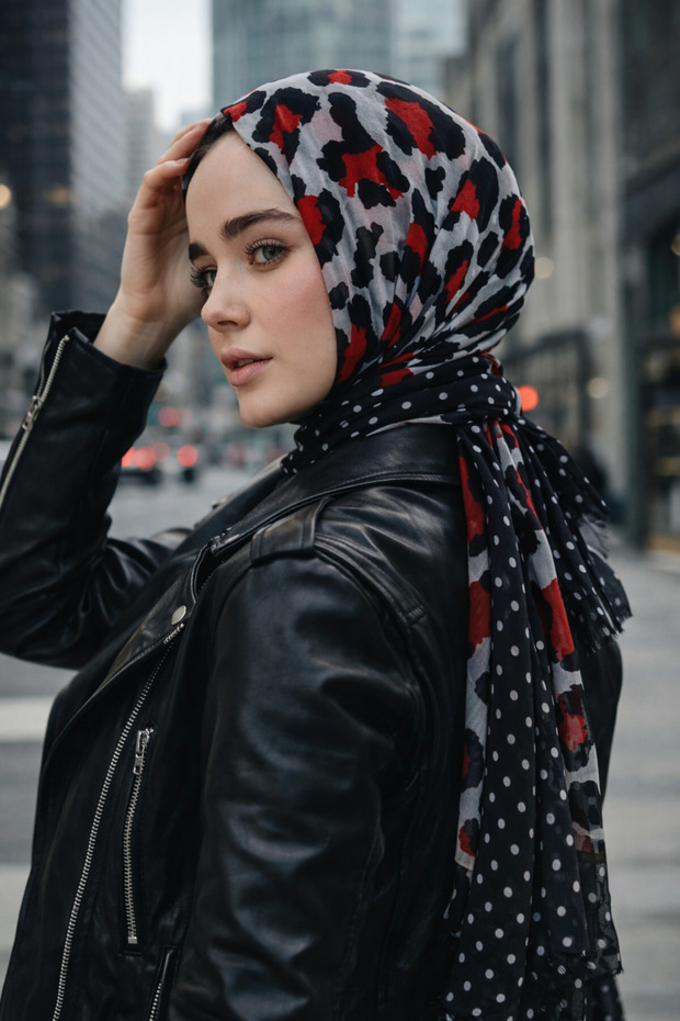 شال بنمط الفهد والنقاط الصغيرة