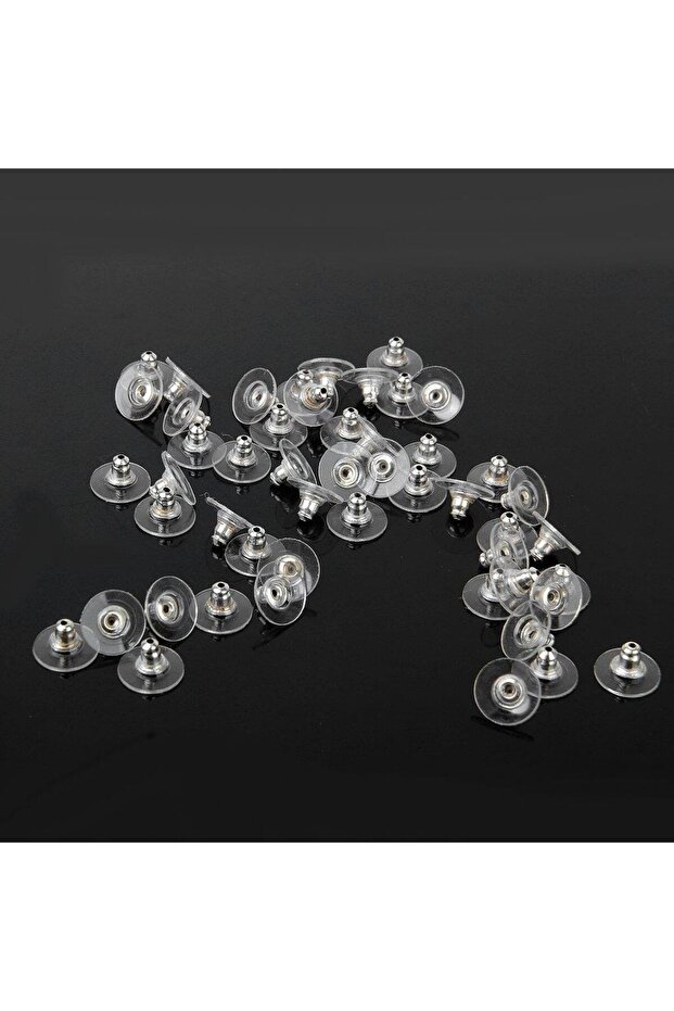 100 Pieces of 10mm Transparent Earring Stoppers, Earring Clips, Silicone Earring Backs